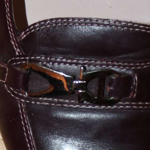 Etienne Aigner E-Chalon Brown Leather w Buckle Elastic Sling Back Kitten Heels - Picture 3 of 9